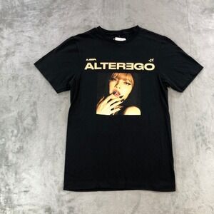 Lisa Alter Ego Black Graphic T-Shirt Women XS Cotton Short Sleeve Tee